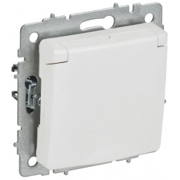 Розетка BRITE РСбш10-3-БрАБ 16А IP20 с заземл. защ. шторки с крышкой механизм арктич. бел. IEK BR-R16-16-K91