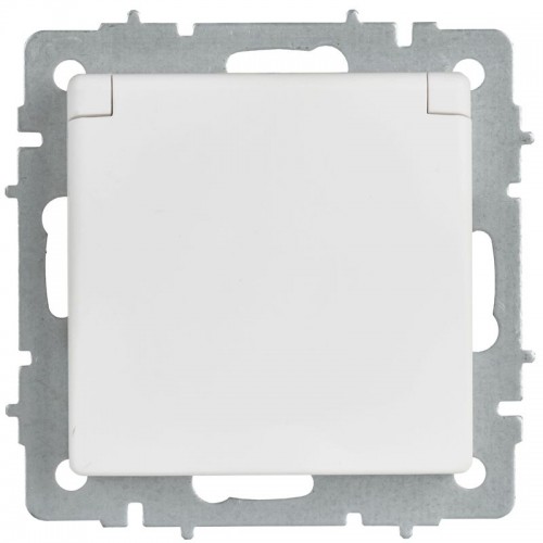 Розетка BRITE РСбш10-3-БрАБ 16А IP20 с заземл. защ. шторки с крышкой механизм арктич. бел. IEK BR-R16-16-K91