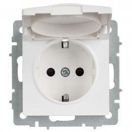 Розетка BRITE РСбш10-3-БрАБ 16А IP20 с заземл. защ. шторки с крышкой механизм арктич. бел. IEK BR-R16-16-K91