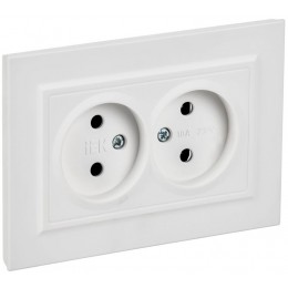 Розетка 2-м СП BRITE РС12-2-БрАБ 10А в сборе без заземл. без защ. шторок арктич. бел. IEK BR-R20-10-K91-F