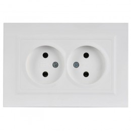 Розетка 2-м СП BRITE РС12-2-БрАБ 10А в сборе без заземл. без защ. шторок арктич. бел. IEK BR-R20-10-K91-F