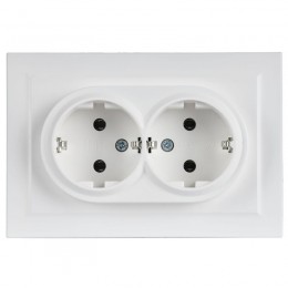 Розетка 2-м СП BRITE РС12-3-БрАБ 16А в сборе с заземл. без защ. шторок арктич. бел. IEK BR-R21-16-K91-F
