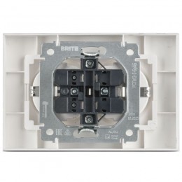 Розетка 2-м СП BRITE РСПл12-3-БрАБ 16А в сборе с заземл. без защ. шторок плоская арктич. бел. IEK BR-R27-16-K91-F