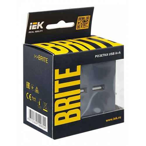 Розетка BRITE USB A+A 3.1А РЮ10-1-БрМ механизм маренго IEK BR-U21-D31-K35