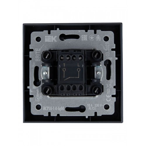 Выключатель 1-кл. СП BRITE ВСР10-1-0-БрМ 10А в сборе маренго IEK BR-V10-0-10-K35-F