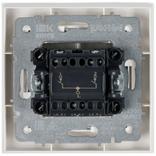 Выключатель 2-кл. СП BRITE ВСР10-2-0-БрАБ 10А в сборе арктич. бел. IEK BR-V20-0-10-K91-F