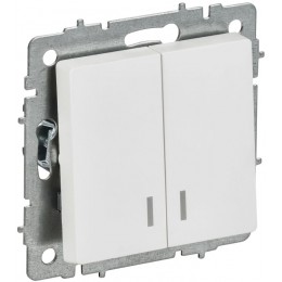 Выключатель 2-кл. СП BRITE ВС10-2-1-БрАБ 10А с индикацией механизм арктич. бел. IEK BR-V20-1-10-K91