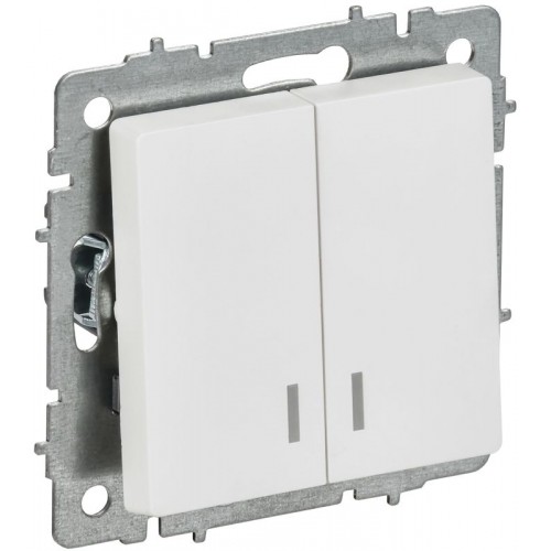 Выключатель 2-кл. СП BRITE ВС10-2-1-БрАБ 10А с индикацией механизм арктич. бел. IEK BR-V20-1-10-K91