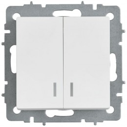 Выключатель 2-кл. СП BRITE ВС10-2-1-БрАБ 10А с индикацией механизм арктич. бел. IEK BR-V20-1-10-K91