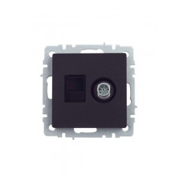 Розетка компьютерная + телевизионная 2-м Brite РТВ/РК12-БрЧ RJ45 кат.5E + TV механизм черн. IEK BR-AK20-1-K02