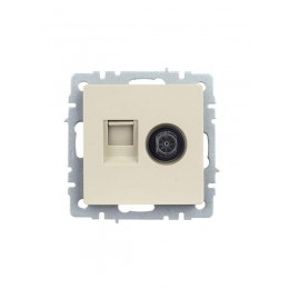 Розетка компьютерная + телевизионная 2-м Brite РТВ/РК12-БрКр RJ45 кат.5E + TV механизм беж. IEK BR-AK20-1-K10