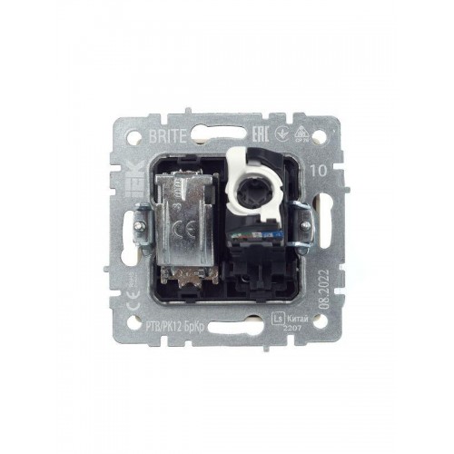 Розетка компьютерная + телевизионная 2-м Brite РТВ/РК12-БрКр RJ45 кат.5E + TV механизм беж. IEK BR-AK20-1-K10