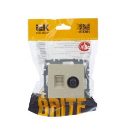 Розетка компьютерная + телевизионная 2-м Brite РТВ/РК12-БрКр RJ45 кат.5E + TV механизм беж. IEK BR-AK20-1-K10