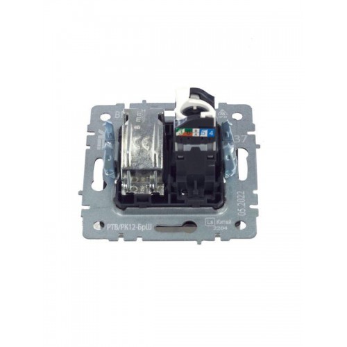 Розетка компьютерная + телевизионная 2-м Brite РТВ/РК12-БрШ RJ45 кат.5E + TV механизм шампань IEK BR-AK20-1-K37