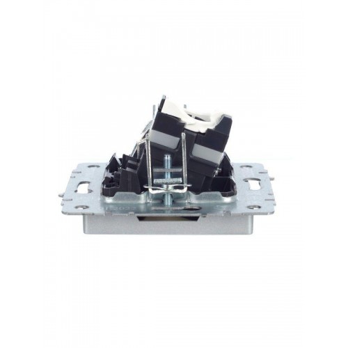 Розетка компьютерная + телевизионная 2-м Brite РТВ/РК12-БрА RJ45 кат.5E + TV механизм алюм. IEK BR-AK20-1-K47