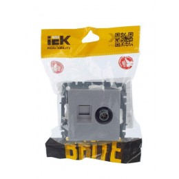 Розетка компьютерная + телевизионная 2-м Brite РТВ/РК12-БрА RJ45 кат.5E + TV механизм алюм. IEK BR-AK20-1-K47