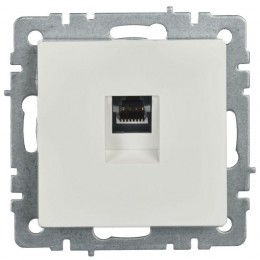 Розетка компьютерная СП RJ45 кат.6 BRITE РК11-БрБ механизм бел. IEK BR-K10-2-K01