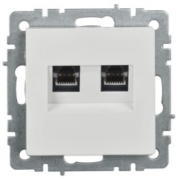 Розетка компьютерная двойн. СП RJ45 кат.5E BRITE РК10-2-БрБ механизм бел. IEK BR-K20-1-K01