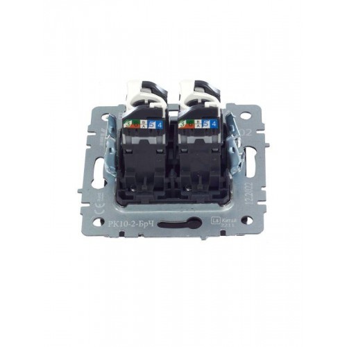 Розетка компьютерная двойн. СП RJ45 кат.5E BRITE РК10-2-БрЧ механизм черн. IEK BR-K20-1-K02