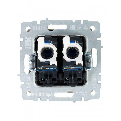 Розетка компьютерная двойн. СП RJ45 кат.5E BRITE РК10-2-БрА механизм алюм. IEK BR-K20-1-K47