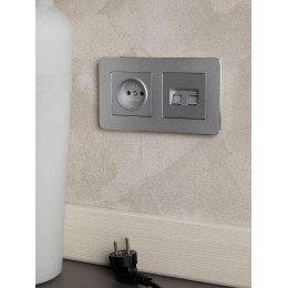 Розетка компьютерная двойн. СП RJ45 кат.5E BRITE РК10-2-БрА механизм алюм. IEK BR-K20-1-K47