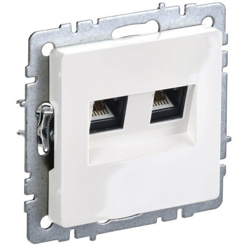 Розетка двойная СП RJ11+RJ45 кат.5E BRITE РК/Т12-БрБ механизм бел. IEK BR-KT20-O-1-K01