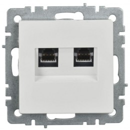 Розетка двойная СП RJ11+RJ45 кат.5E BRITE РК/Т12-БрБ механизм бел. IEK BR-KT20-O-1-K01