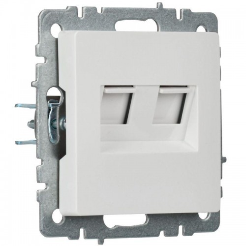 Розетка двойная СП RJ11+RJ45 кат.5E BRITE РК/Т12-БрБ механизм бел. IEK BR-KT20-O-1-K01