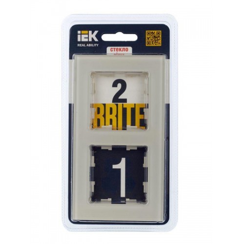 Рамка 2-м BRITE РУ-2-2-БрВа стекло ванильн. IEK BR-M22-G-K10