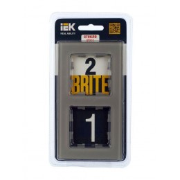 Рамка 2-м BRITE РУ-2-2-БрД стекло дым. IEK BR-M22-G-K30