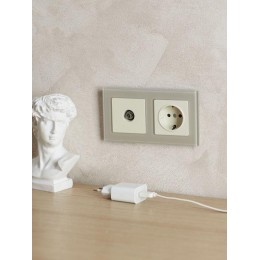 Рамка 2-м BRITE РУ-2-2-БрД стекло дым. IEK BR-M22-G-K30