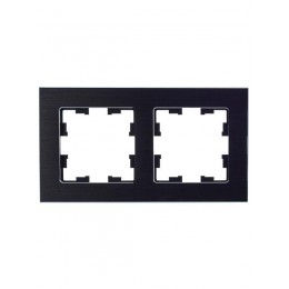 Рамка 2-м BRITE РУ-2-1-БрЧ металл черн. IEK BR-M22-M-K02