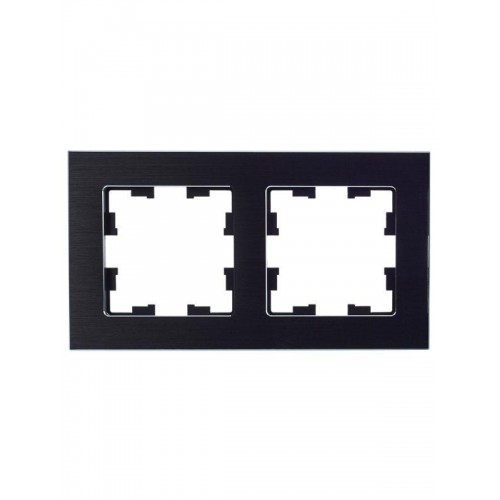 Рамка 2-м BRITE РУ-2-1-БрЧ металл черн. IEK BR-M22-M-K02