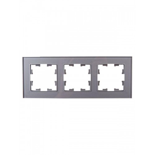 Рамка 3-м BRITE РУ-3-2-БрСе стекло сер. IEK BR-M32-G-K03