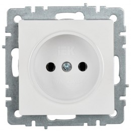 Розетка BRITE РС10-1-0-БрБ 10А без заземл. без защ. шторок механизм бел. IEK BR-R10-10-K01