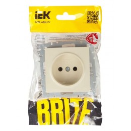 Розетка BRITE РС10-1-0-БрКр 10А без заземл. без защ. шторок механизм беж. IEK BR-R10-10-K10