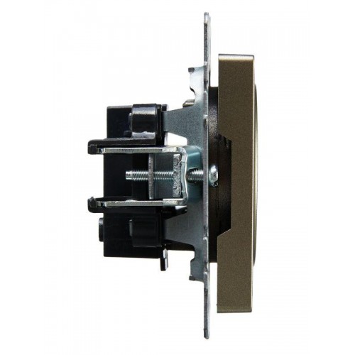 Розетка BRITE РС10-1-0-БрШ 10А без заземл. без защ. шторок механизм шампань IEK BR-R10-10-K37