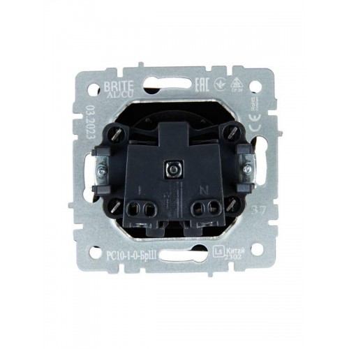 Розетка BRITE РС10-1-0-БрШ 10А без заземл. без защ. шторок механизм шампань IEK BR-R10-10-K37