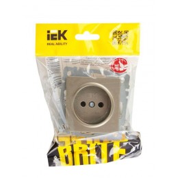 Розетка BRITE РС10-1-0-БрШ 10А без заземл. без защ. шторок механизм шампань IEK BR-R10-10-K37