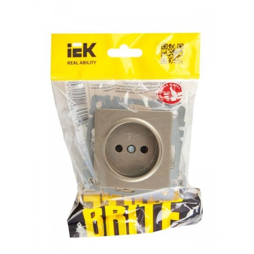 Розетка BRITE РС10-1-0-БрШ 10А без заземл. без защ. шторок механизм шампань IEK BR-R10-10-K37