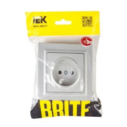 Розетка СП BRITE РСР10-1-0-БрА 10А в сборе без заземл. без защ. шторок алюм. IEK BR-R10-10-K47-F
