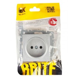 Розетка BRITE РС10-1-0-БрА 10А без заземл. без защ. шторок механизм алюм. IEK BR-R10-10-K47