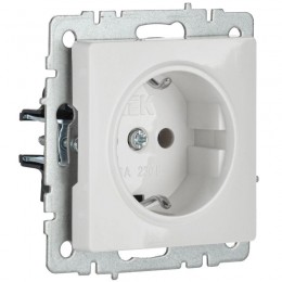 Розетка BRITE РС11-1-0-БрБ 16А с заземл. без защ. шторки механизм бел. IEK BR-R11-16-K01