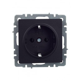 Розетка BRITE РС11-1-0-БрЧ 16А с заземл. без защ. шторки механизм черн. IEK BR-R11-16-K02