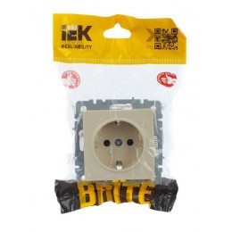 Розетка BRITE РС11-1-0-БрКр 16А с заземл. без защ. шторки механизм беж. IEK BR-R11-16-K10
