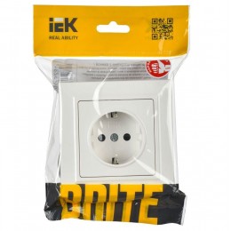Розетка BRITE РСР14-1-0-БрБ 16А в сборе с заземл. защ. шторки бел. IEK BR-R14-16-K01-F