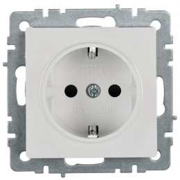 Розетка BRITE РС14-1-0-БрБ 16А с заземл. защ. шторки механизм бел. IEK BR-R14-16-K01