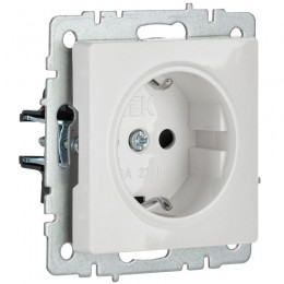 Розетка BRITE РС14-1-0-БрБ 16А с заземл. защ. шторки механизм бел. IEK BR-R14-16-K01
