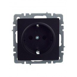 Розетка BRITE РС14-1-0-БрЧ 16А с заземл. защ. шторки механизм черн. IEK BR-R14-16-K02