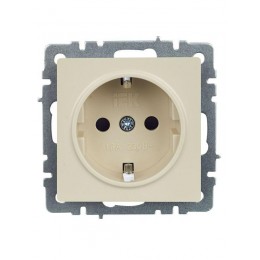 Розетка BRITE РС14-1-0-БрКр 16А с заземл. защ. шторки механизм беж. IEK BR-R14-16-K10